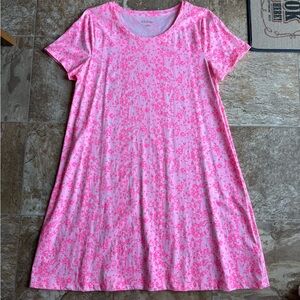 Lilly Pulitzer Cody T-shirt Dress sz XL in Pink Shandy Floral Hearts